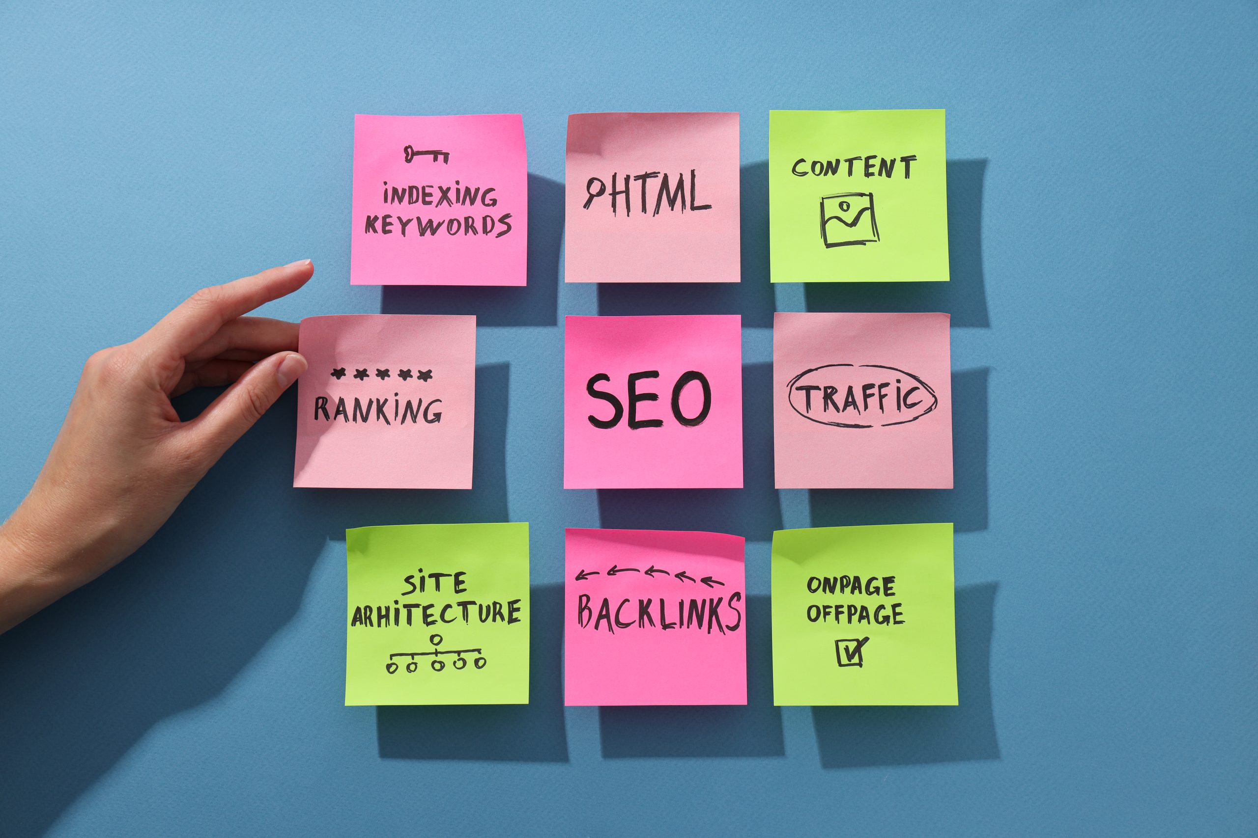 Sticky Notes with SEO words